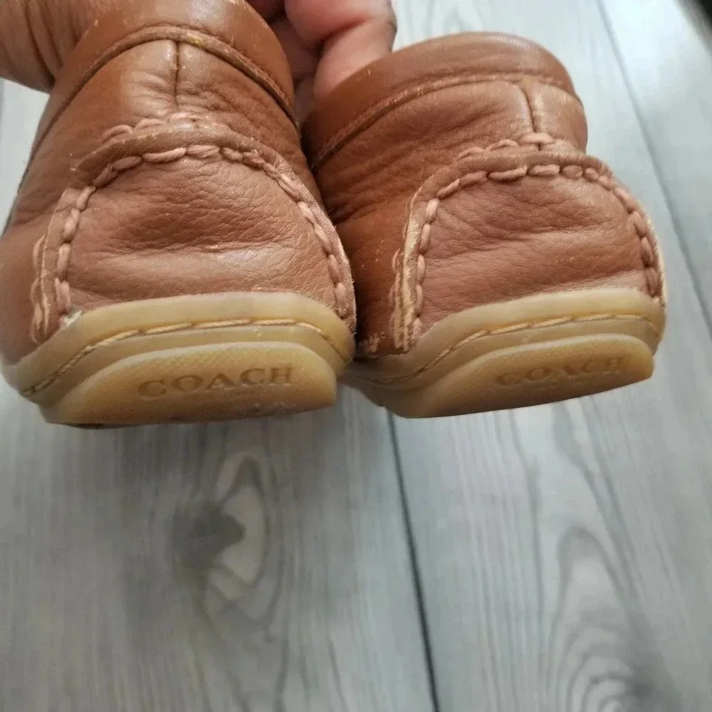 Coach Womens Mary Lock Up Driver Leather Loafer Shoes Size 6.5 Tan Slip On